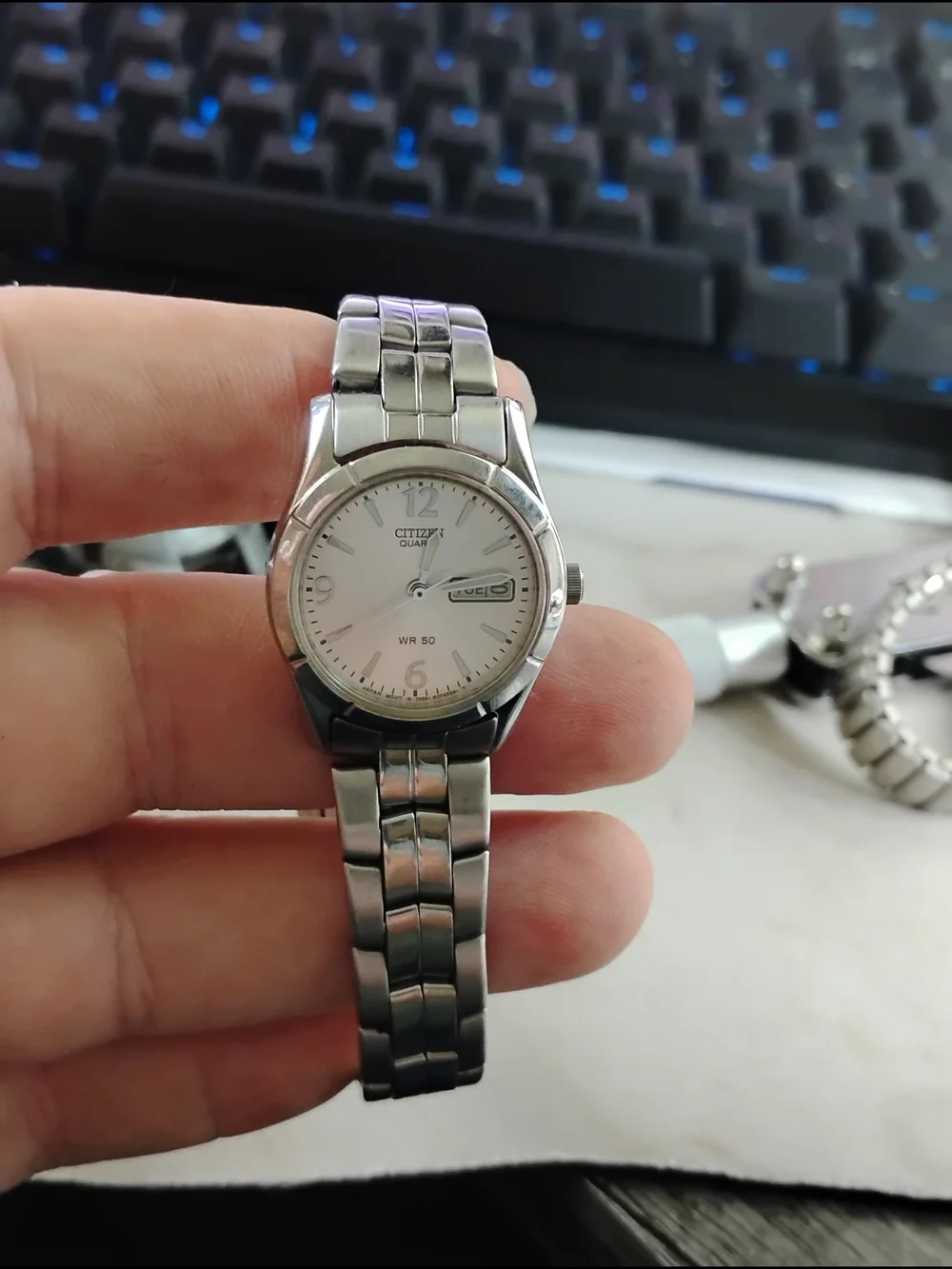 Citizen Quartz Stainless Steel Silver Watch with Day-Date